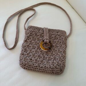 Taupe Woven Cross Bohemian Body Bag